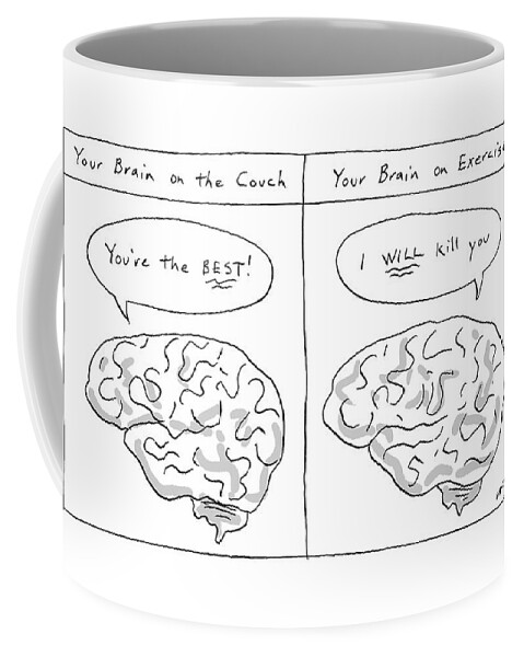 Two Panels: Your Brain On The Couch Brain Saying Coffee Mug
