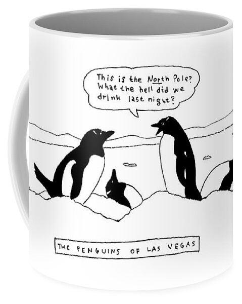 Two Penguins Are Seen Talking In The Snow Next Coffee Mug