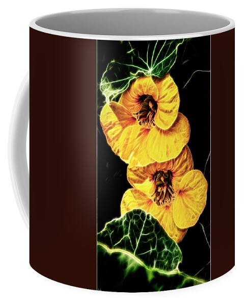Nasturtium Coffee Mug featuring the photograph Two Shy Sisters fractal by Weston Westmoreland