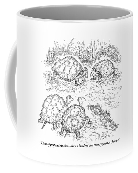 Two Turtles Look On As A Male And Female Turtle Coffee Mug