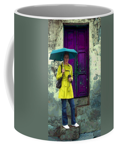 U Is For Umbrella Coffee Mug featuring the digital art U is for Umbrella by I'ina Van Lawick