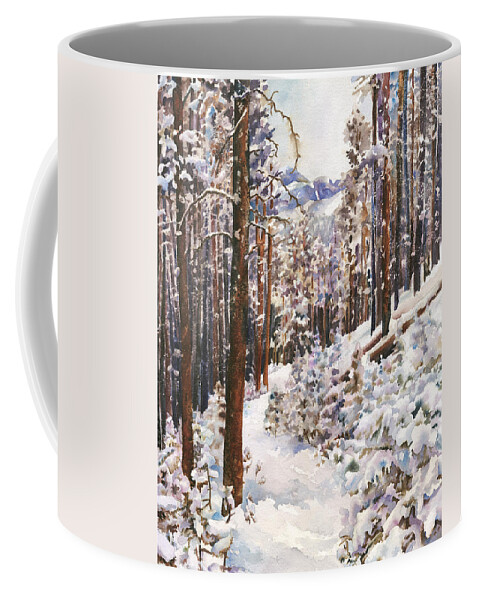 Snow Scene Painting Coffee Mug featuring the painting Unbroken Snow by Anne Gifford