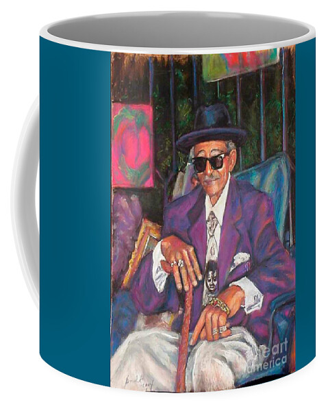New Orleans Musician Coffee Mug featuring the painting Uncle With Time on His Hands by Beverly Boulet