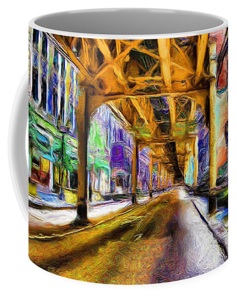 El Coffee Mug featuring the painting Under The El - 20 by Ely Arsha