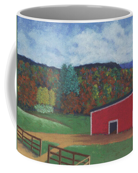 Landscape Coffee Mug featuring the pastel Undermountain Autumn by Anne Katzeff