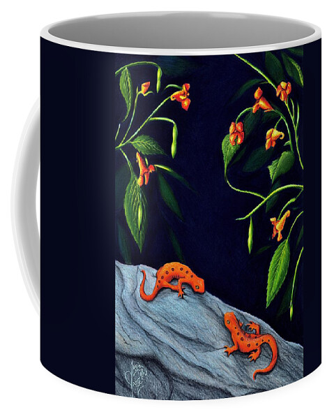 Salamanders Coffee Mug featuring the drawing Understory by Danielle R T Haney