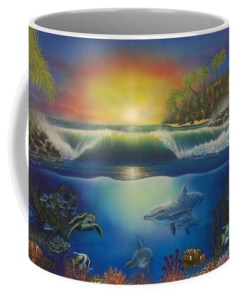 Tropical Scene Coffee Mug featuring the painting Underwater Paradise by Darren Robinson