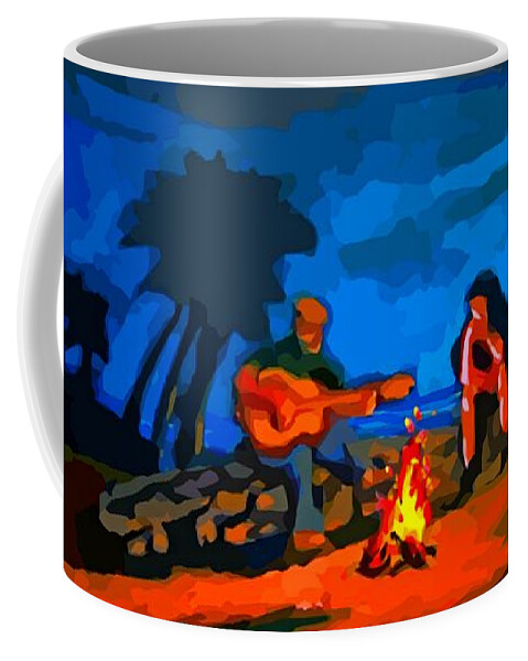 Unexpected Guests Arriving Coffee Mug featuring the painting Unexpected Guests Arriving by John Malone