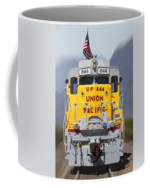 Transportation Coffee Mug featuring the photograph Union Pacific 844 on the Move by Mike McGlothlen