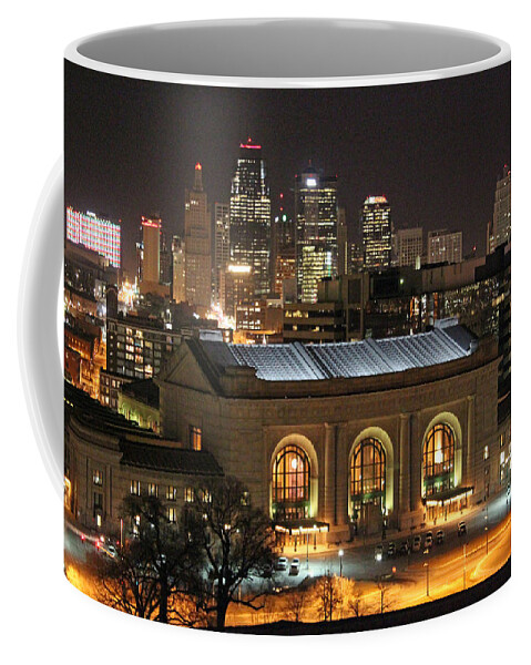 Union Station Coffee Mug featuring the photograph Union Station at Night by Lynn Sprowl
