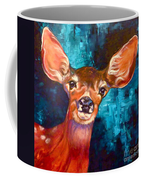 Fawn Coffee Mug featuring the painting Uniquely Fawn by Susan A Becker