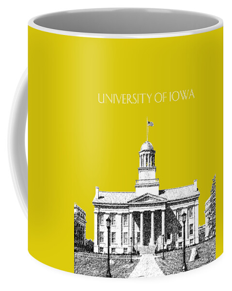 University Coffee Mug featuring the digital art University of Iowa - Mustard Yellow by DB Artist