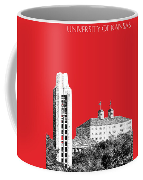 University Coffee Mug featuring the digital art University of Kansas - Red by DB Artist