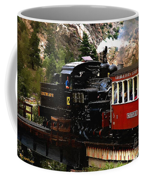 Train Coffee Mug featuring the painting Up on the Curve by RC DeWinter
