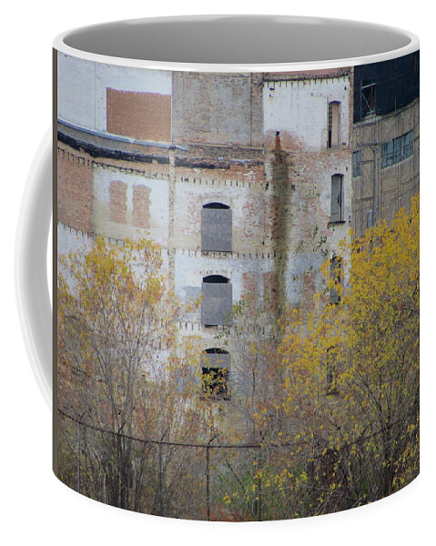 Urban Coffee Mug featuring the photograph Urban Decay Bricked Windows 3 by Anita Burgermeister