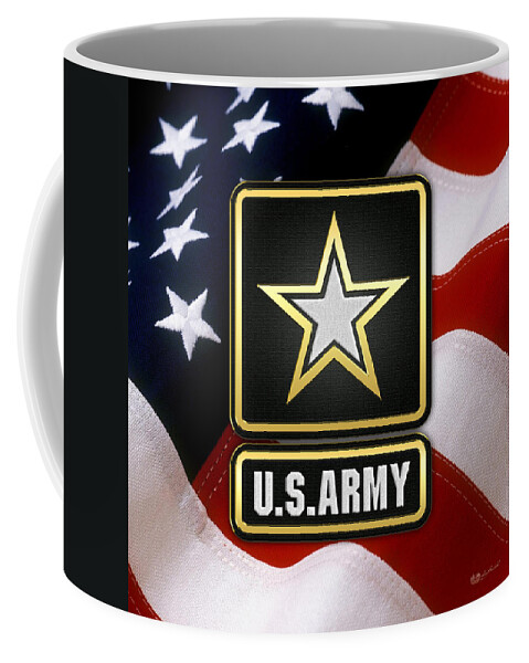 'military Insignia & Heraldry 3d' Collection By Serge Averbukh Coffee Mug featuring the digital art U. S. Army Logo over American Flag. by Serge Averbukh