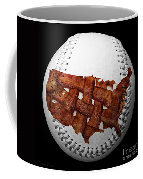Baseball Coffee Mug featuring the photograph US Bacon Weave Map Baseball Square by Andee Design