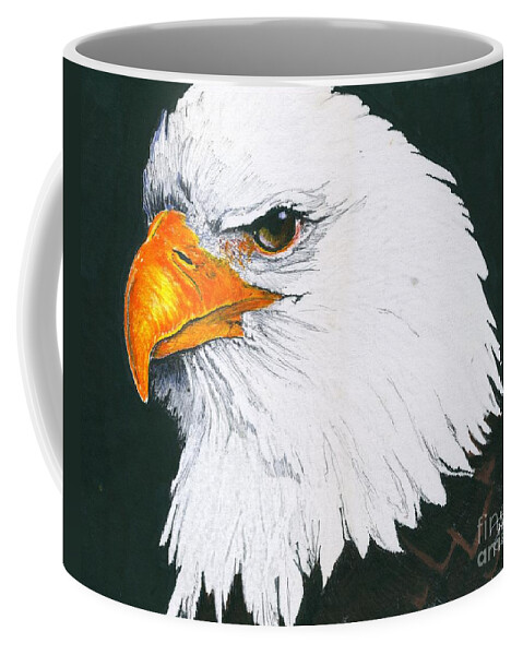 Bald Coffee Mug featuring the drawing US Bald Eagle by Bill Richards