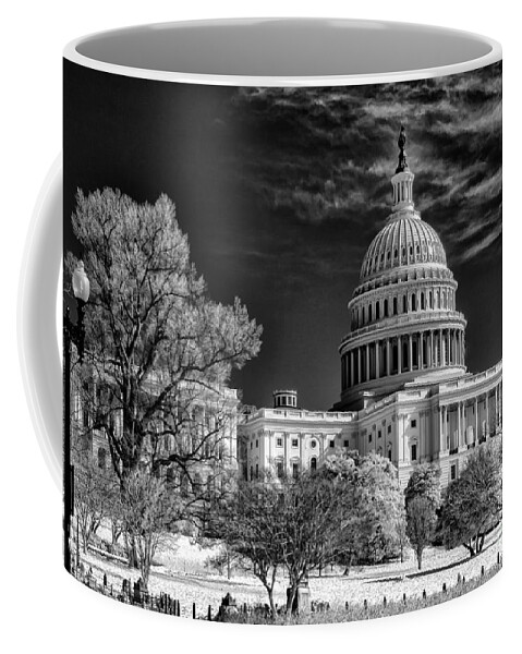 Washington Coffee Mug featuring the photograph US Capitol - IR monochrome by Izet Kapetanovic