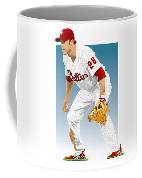 Chase Utley Coffee Mug featuring the digital art Utley In The Ready by Scott Weigner