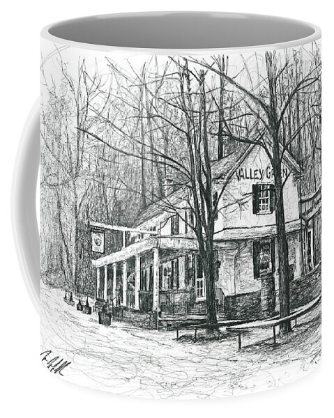 Valley Green Coffee Mug featuring the drawing Valley Green by Michael Volpicelli