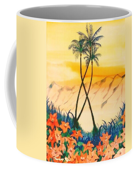 Palm Trees Coffee Mug featuring the painting Valley of Dreams by Frances Ku