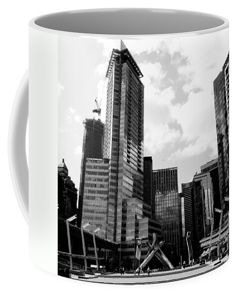 Vancouver Coffee Mug featuring the mixed media Vancouver Olympic Cauldron- black and white photography by Linda Woods