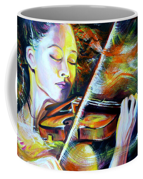Acrylic Coffee Mug featuring the painting Vanessa-Mae.Power of Music by Anna Duyunova