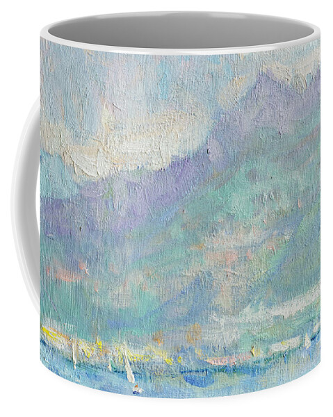Fresia Coffee Mug featuring the painting Montagne Arcobaleno by Jerry Fresia