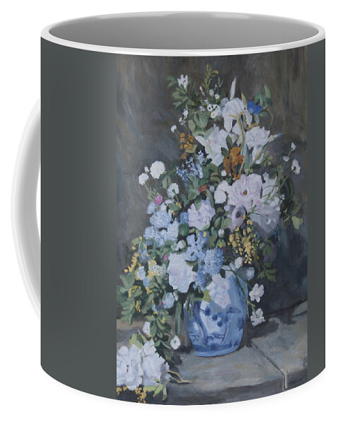 Renoir Coffee Mug featuring the painting Vase of Flowers - reproduction by Masami Iida