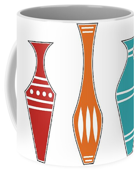 Mid Century Modern Coffee Mug featuring the digital art Vases by Donna Mibus