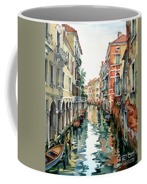 Venetian Canal Coffee Mug featuring the painting Venetian Canal VII by Maria Rabinky