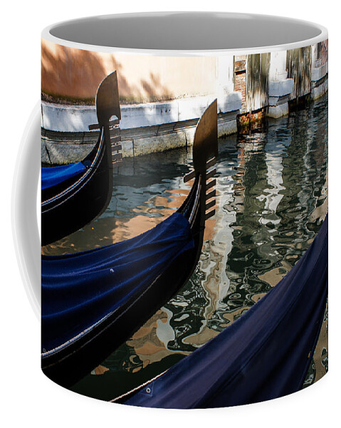 3 Gondolas Coffee Mug featuring the photograph Venetian Gondolas by Georgia Mizuleva