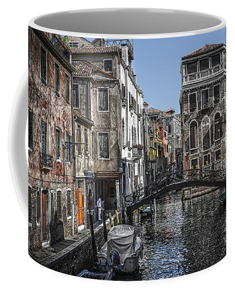 Yvenice Coffee Mug featuring the photograph Venice Canal 5 by Paul and Helen Woodford