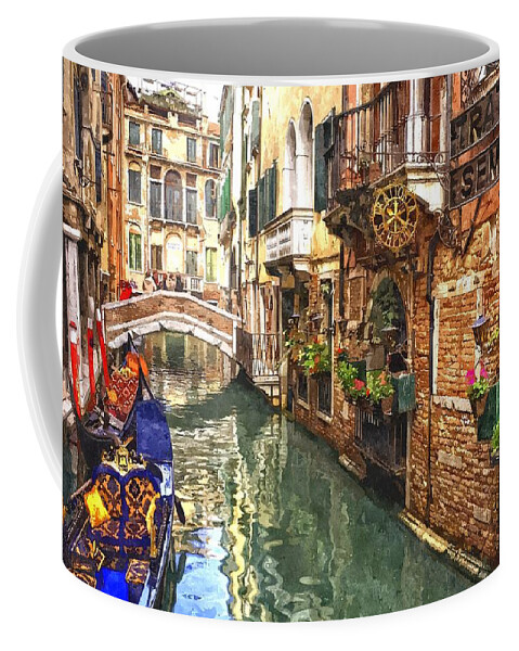 Venice Coffee Mug featuring the painting Venice Canal Serenity by Gianfranco Weiss