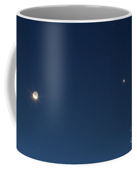 Venus Coffee Mug featuring the photograph Venus With Crescent Moon by John Chumack