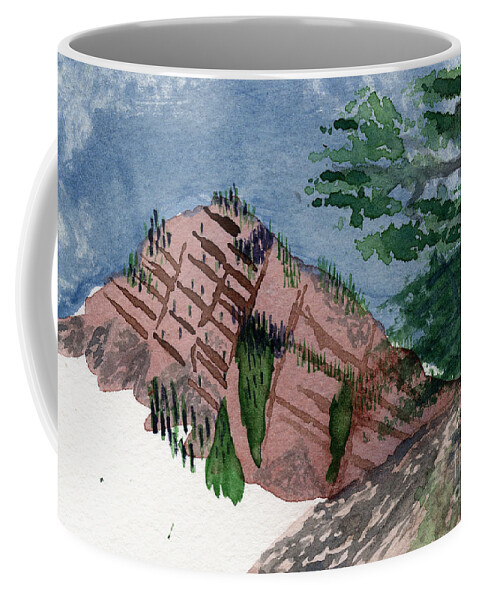 Landscape Coffee Mug featuring the painting Vertigo Rock by Victor Vosen