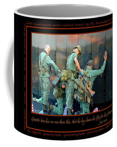 Veterans Coffee Mug featuring the photograph Veterans at Vietnam Wall by Carolyn Marshall