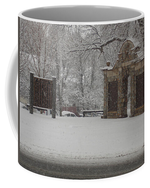 Park Coffee Mug featuring the photograph Veterans of WWII Arch by Catherine Gagne