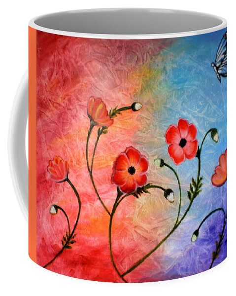 Poppies Coffee Mug featuring the painting Vibrant Poppies by Manjiri Kanvinde