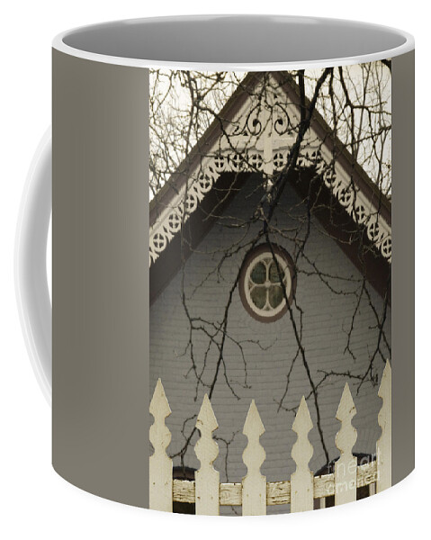Gate Coffee Mug featuring the photograph Victorian House Behind IPicket Fence by Jill Battaglia