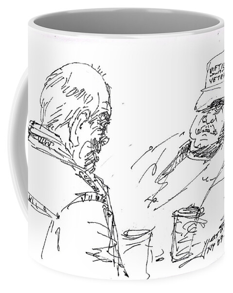 Vietnam Veteran Coffee Mug featuring the drawing Vietnam Veteran by Ylli Haruni