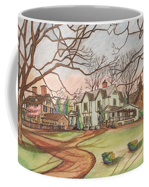 Paul Meinerth Artist Coffee Mug featuring the drawing View from my library by Paul Meinerth