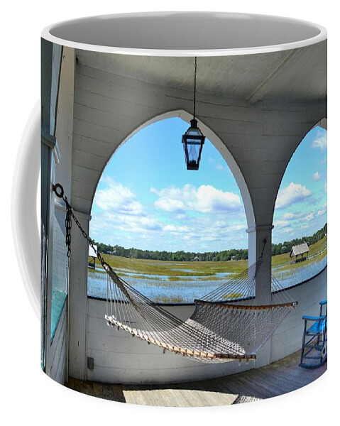 Scenic Coffee Mug featuring the photograph View Of The Marsh From The Pelican Inn by Kathy Baccari