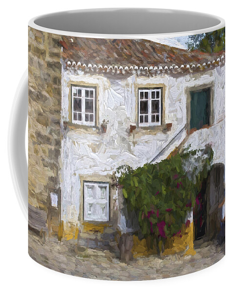 Medieval Coffee Mug featuring the painting Villa of Medieval Obidos by David Letts