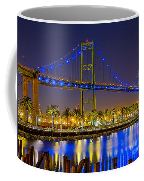 Bridge Coffee Mug featuring the photograph Vincent Thomas Bridge - Nightside by Jim Carrell