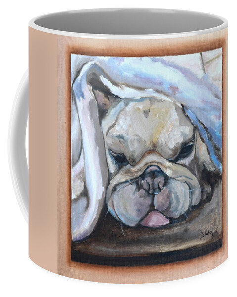 Bulldog Coffee Mug featuring the painting Vinnie by Donna Tuten