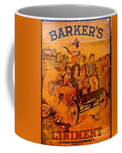 Vintage Advertisement Coffee Mug featuring the photograph Vintage Ad Barker's Liniment by Saundra Myles
