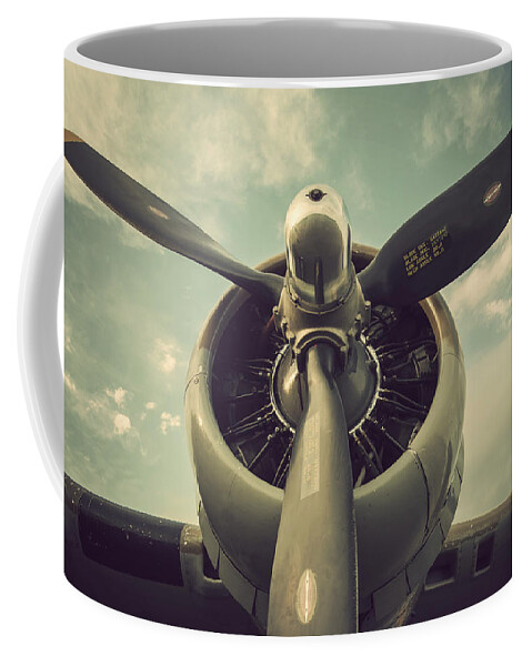 Vintage B-17 Flying Fortress Propeller Coffee Mug featuring the photograph Vintage B-17 Flying Fortress Propeller by Terry DeLuco