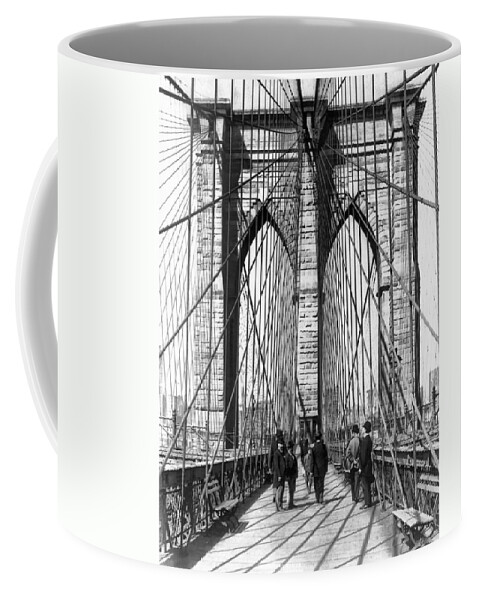 Vintage Coffee Mug featuring the photograph Vintage Brooklyn Bridge by Bill Cannon